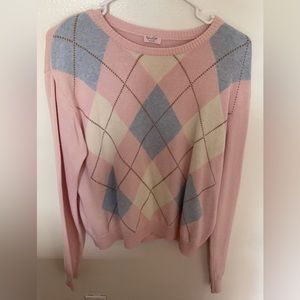 Brandy Melville 🪞 Light pink argyle sweater - UNWORN - ONE SIZE